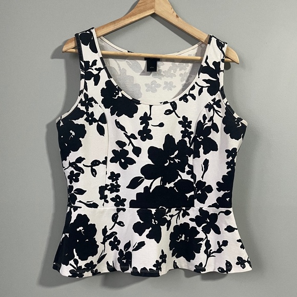 Ann Taylor sleeveless Tulip shape top in Black and White size Large - Picture 1 of 6